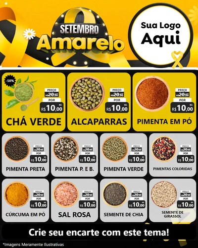 Modelo de Rede Social para Feed Instagram com o tema Setembro Amarelo para Produtos Naturais