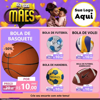 Modelo de Rede Social para Feed Facebook com o tema Dia das Mães para Artigos Esportivos