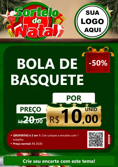 Modelo de Cartaz para Cartaz A4 Vertical com o tema Sorteio de Natal para Artigos Esportivos