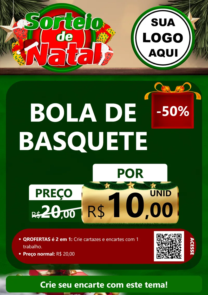 Modelo de Cartaz para Cartaz A4 Vertical com o tema Sorteio de Natal para Artigos Esportivos
