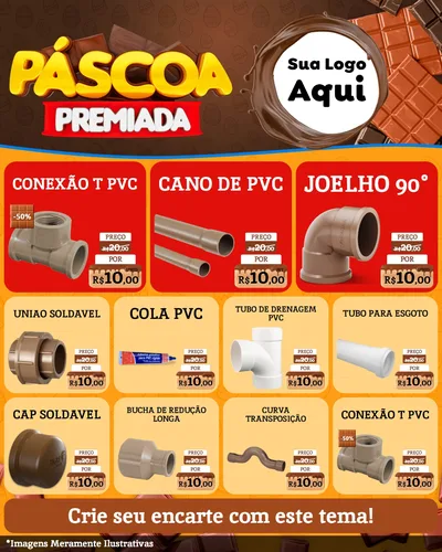 Modelo de Rede Social para Feed Instagram com o tema Páscoa Premiada para Tubos e conexões
