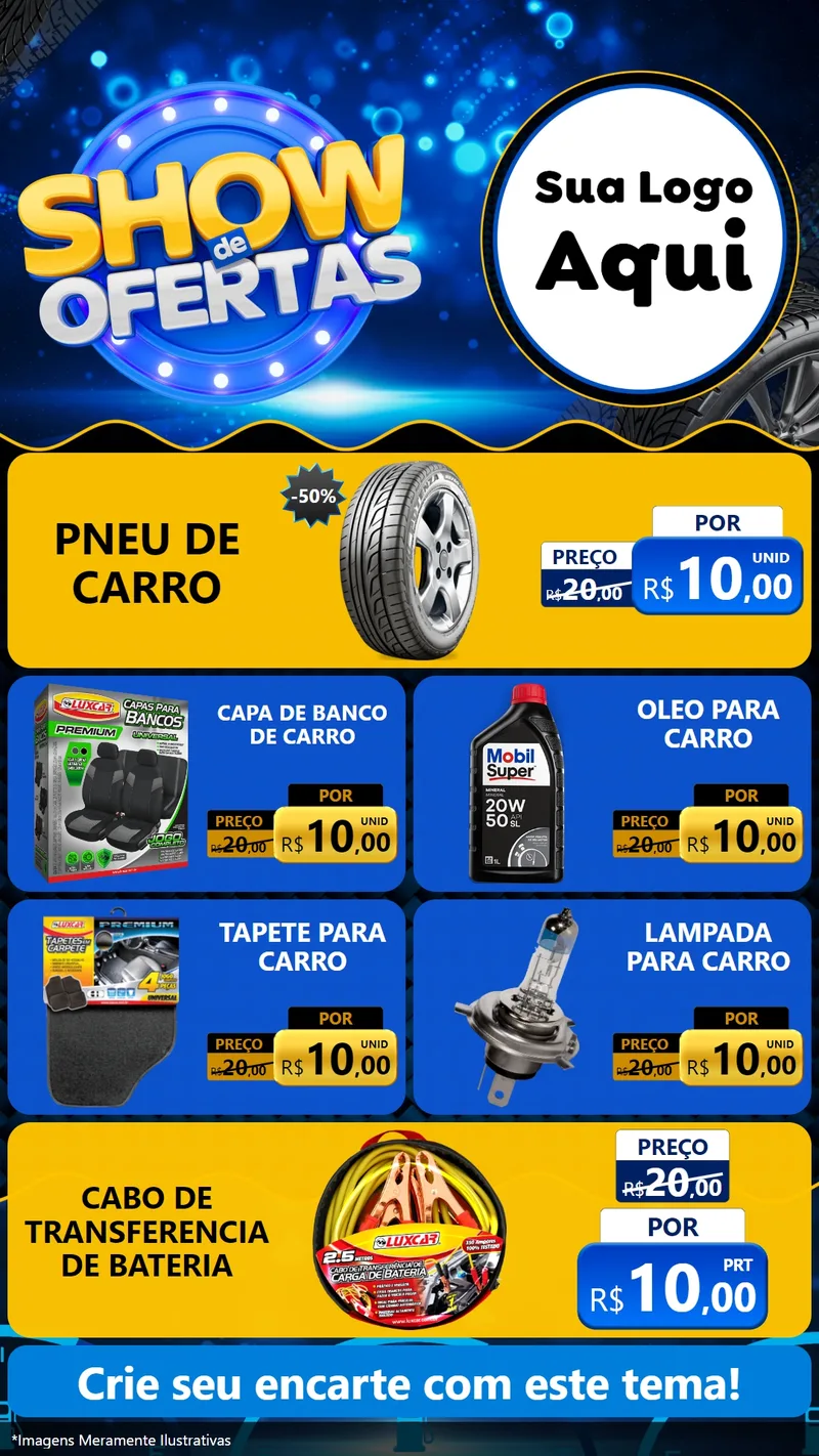 Modelo de TV para TV Vertical com o tema Show de Ofertas para Auto peças