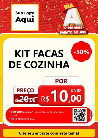 Modelo de Cartaz para Cartaz A4 Vertical com o tema Dia A o Dia Mais Barato do Mês para Utilidades Domésticas
