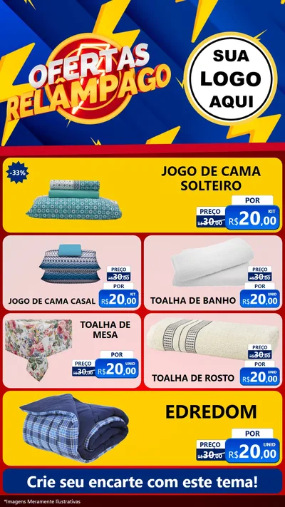 Modelo de TV para TV Vertical com o tema Ofertas Relâmpago para Cama, Mesa e Banho