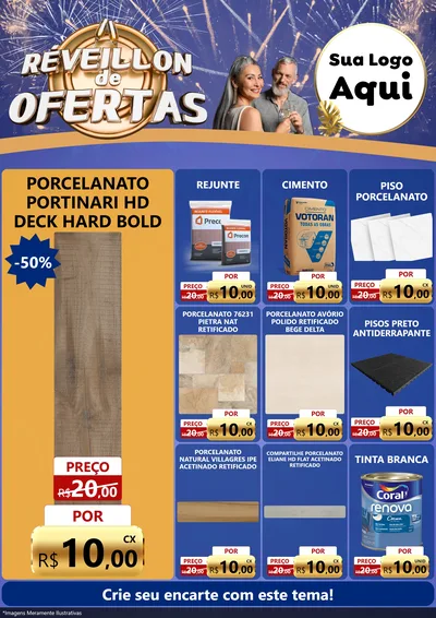 Modelo de Encarte para Encarte A4 Vertical com o tema Réveillon de Ofertas para Pisos e revestimentos