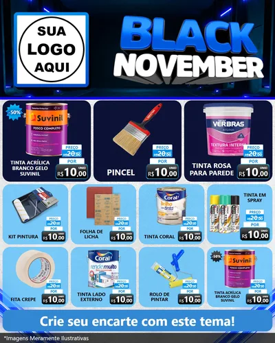 Modelo de Rede Social para Feed Instagram com o tema Black November para Tintas e Ferramentas