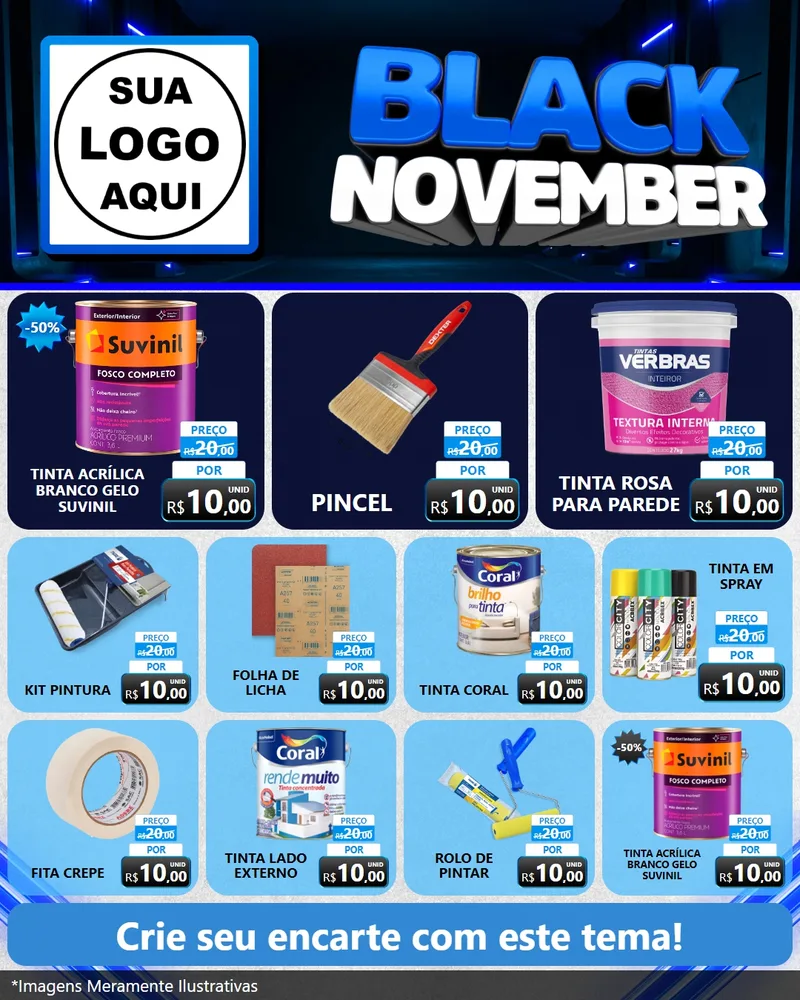 Modelo de Rede Social para Feed Instagram com o tema Black November para Tintas e Ferramentas