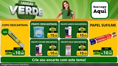 Modelo de TV para TV Horizontal com o tema Sabadão Verde para Embalagens