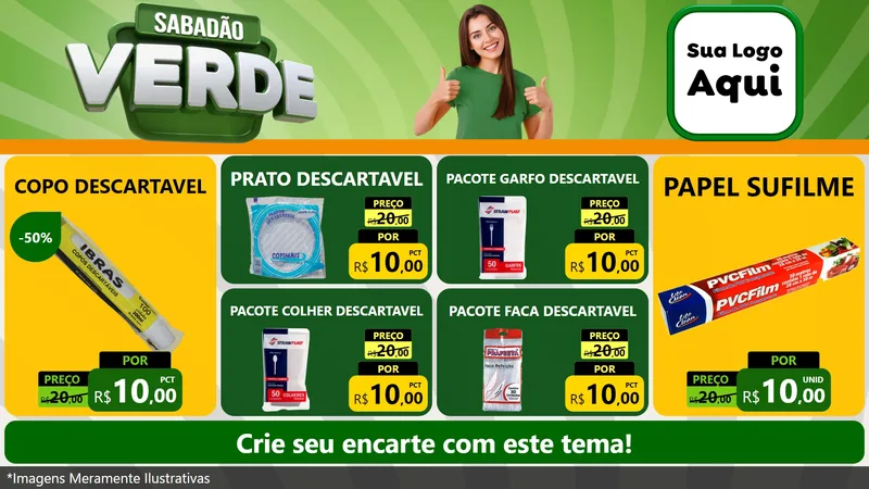 Modelo de TV para TV Horizontal com o tema Sabadão Verde para Embalagens