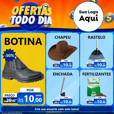 Modelo de Rede Social para Feed Facebook com o tema Ofertas Todo Dia para Agropecuária