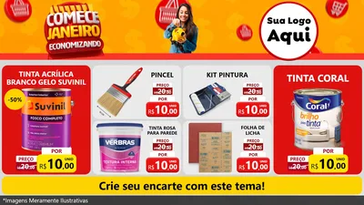 Modelo de TV para TV Horizontal com o tema Comece Janeiro Economizando para Tintas e Ferramentas