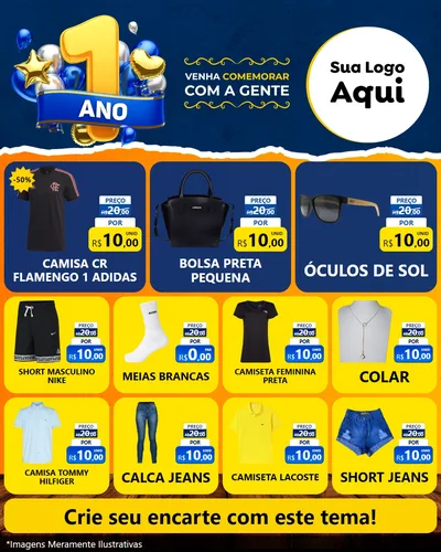 Modelo de Rede Social para Feed Instagram com o tema Um Ano de Aniversário para Roupas e acessórios