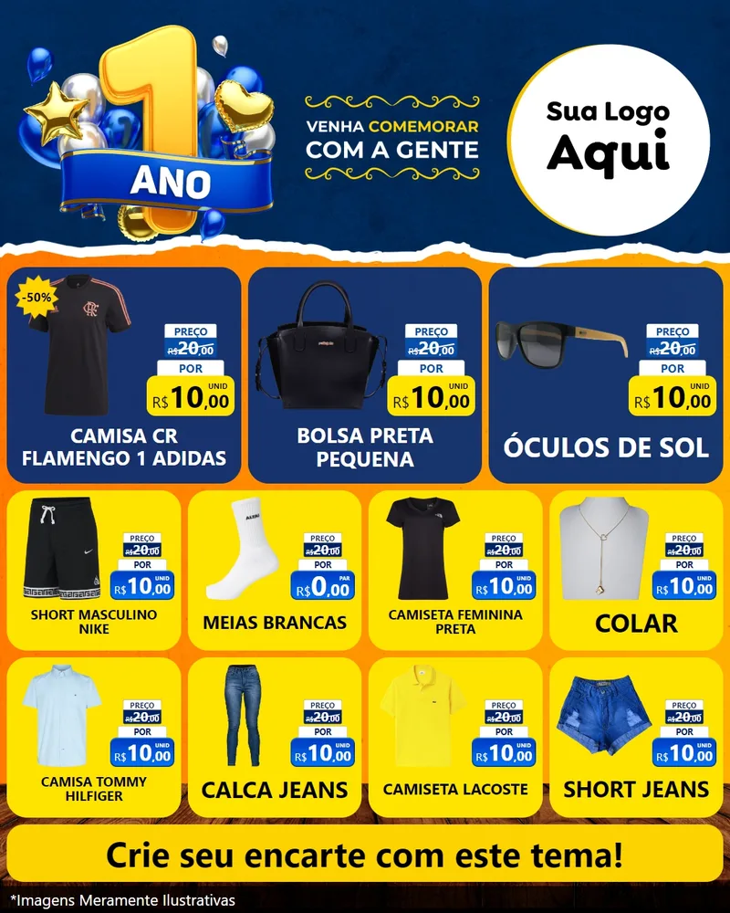 Modelo de Rede Social para Feed Instagram com o tema Um Ano de Aniversário para Roupas e acessórios