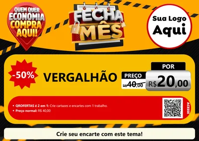 Modelo de Cartaz para Cartaz A4 Horizontal com o tema Fecha Mês para Ferragens