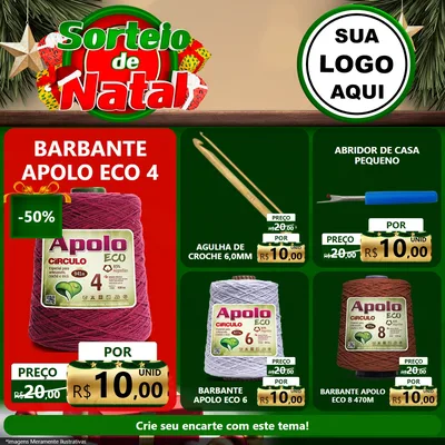 Modelo de Rede Social para Feed Facebook com o tema Sorteio de Natal para Armarinho e Aviamentos