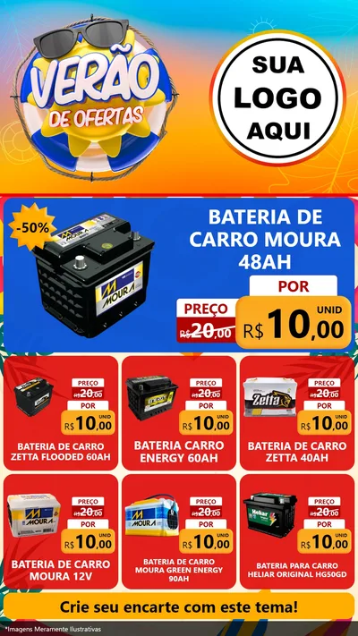 Modelo de Rede Social para Stories com o tema Verão de Ofertas para Baterias Elétricas