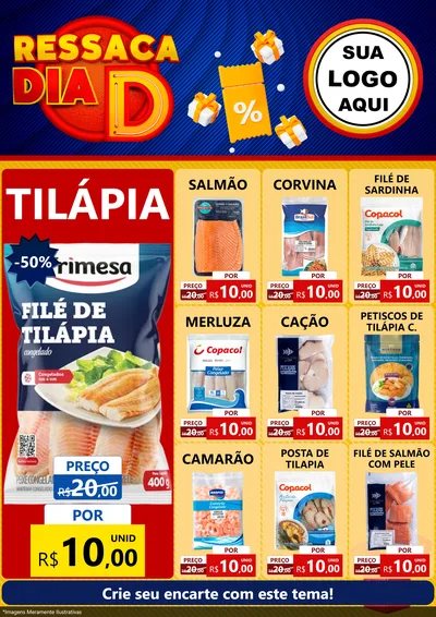 Modelo de Encarte para Encarte A4 Vertical com o tema Ressaca Dia D para Peixaria