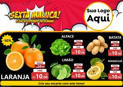 Modelo de Encarte para Encarte A4 Horizontal com o tema Sexta Maluca! para Hortifrúti