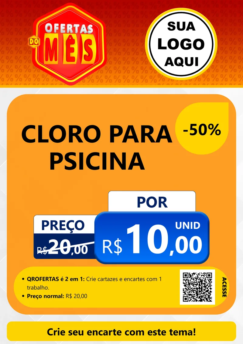 Modelo de Cartaz para Cartaz A4 Vertical com o tema Ofertas do Mês para Produtos para Piscina