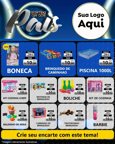 Modelo de Rede Social para Feed Instagram com o tema Sorteio Dia Dos Pais para Brinquedos