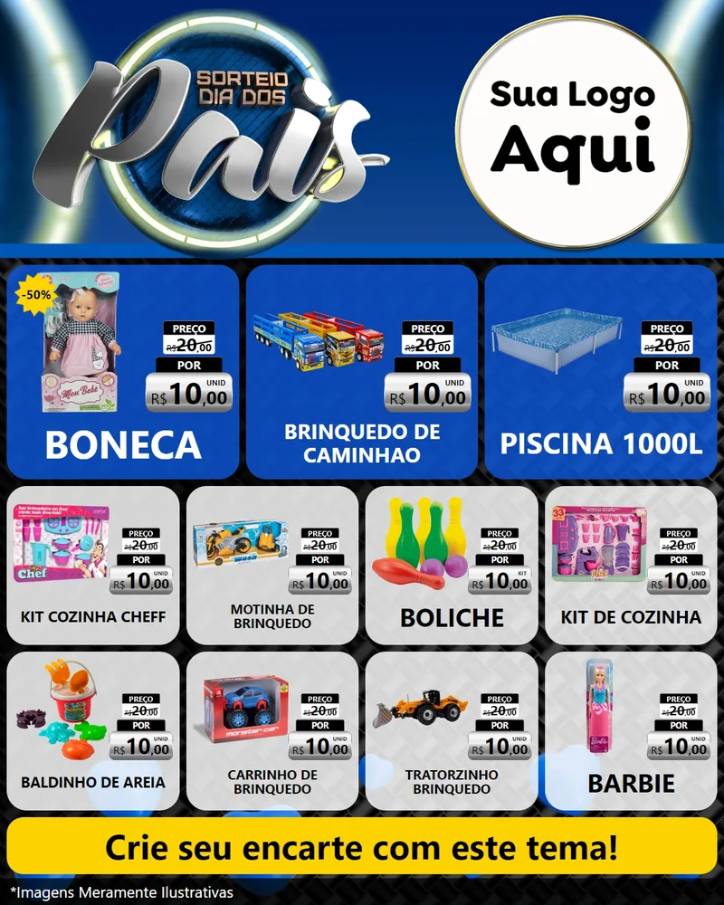 Modelo de Rede Social para Feed Instagram com o tema Sorteio Dia Dos Pais para Brinquedos