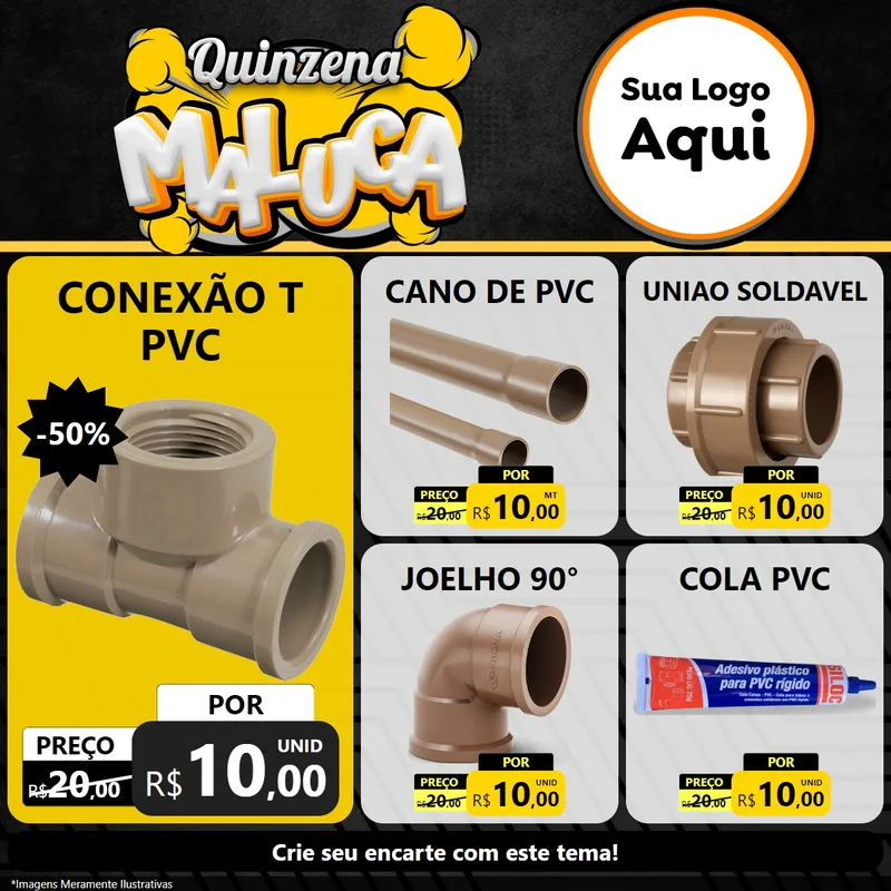 Modelo de Rede Social para Feed Facebook com o tema Quinzena Maluca para Tubos e conexões