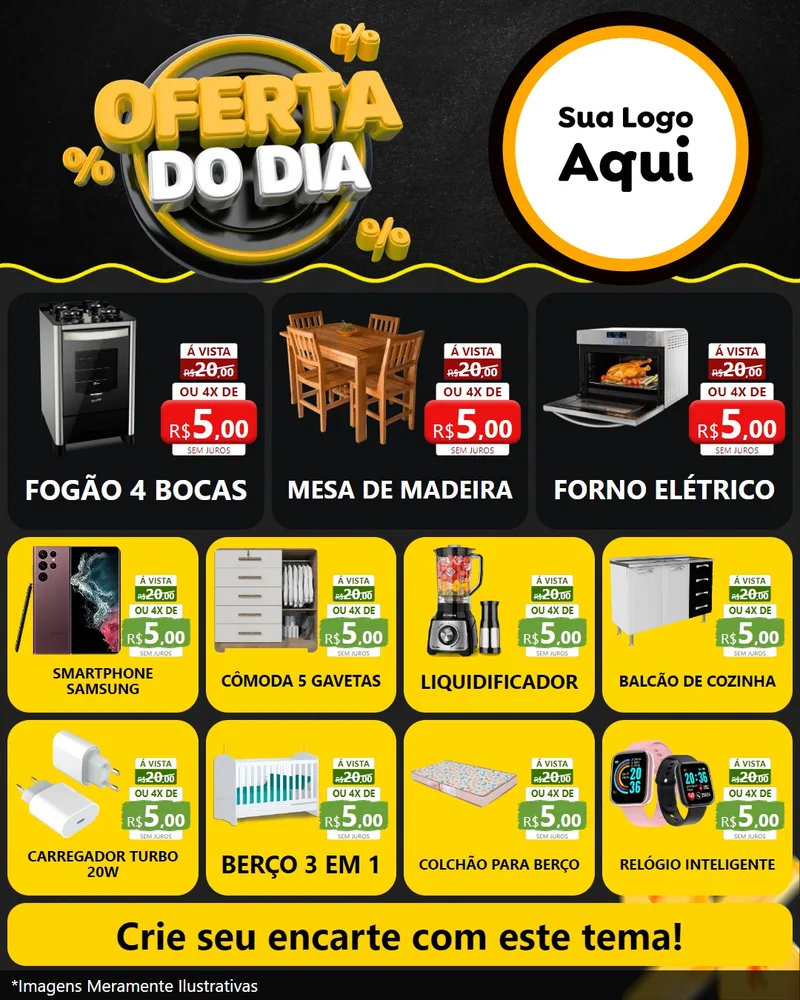 Modelo de Rede Social para Feed Instagram com o tema Oferta Do Dia para Móveis e Eletro