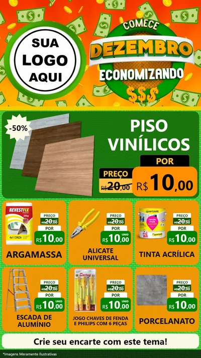 Modelo de Rede Social para Stories com o tema Comece Dezembro Economizando para Material para Construção