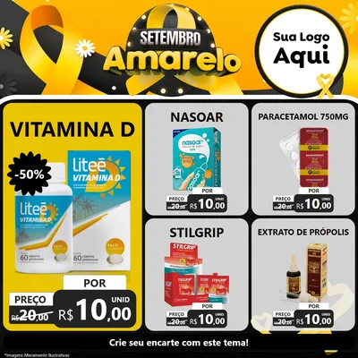 Modelo de Rede Social para Feed Facebook com o tema Setembro Amarelo para Farmácia