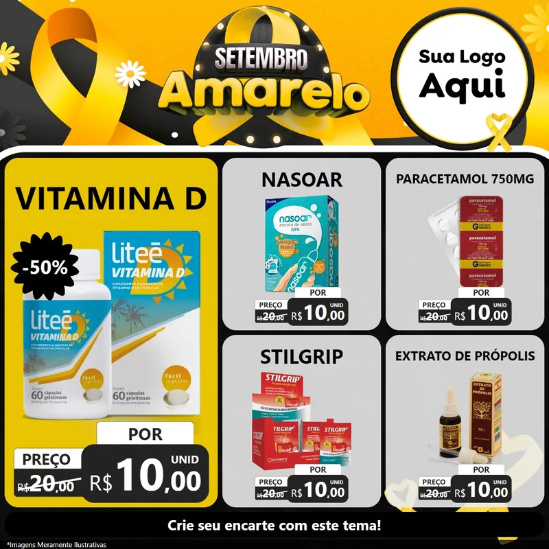 Modelo de Rede Social para Feed Facebook com o tema Setembro Amarelo para Farmácia