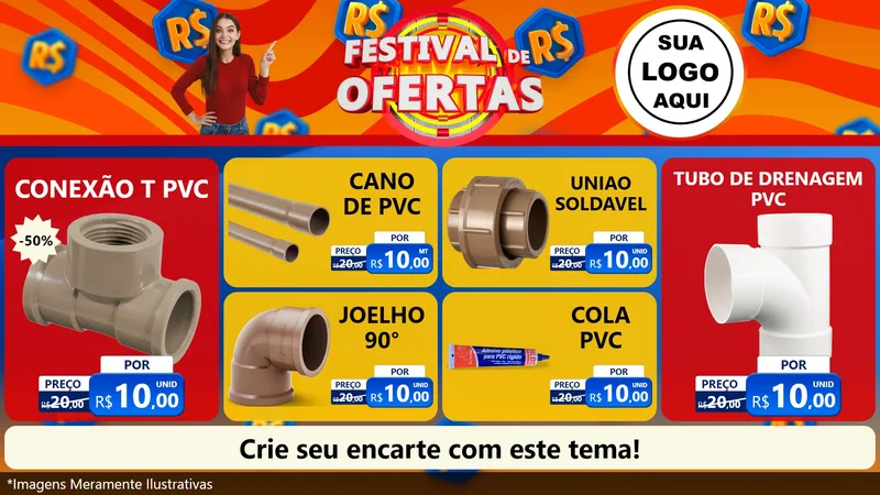 Modelo de TV para TV Horizontal com o tema Festival de Ofertas para Tubos e conexões