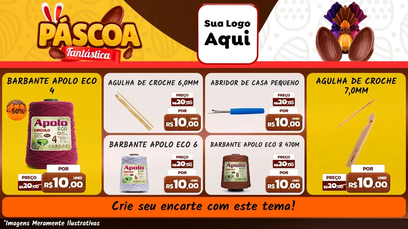 Modelo de TV para TV Horizontal com o tema Páscoa Fantástica para Armarinho e Aviamentos