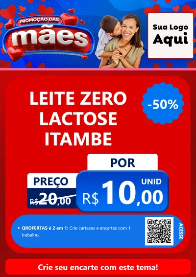 Modelo de Cartaz para Cartaz A4 Vertical com o tema Promoção das Mães para Frios e Laticínios