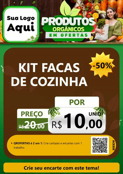 Modelo de Cartaz para Cartaz A4 Vertical com o tema Produtos Orgânicos em Ofertas para Utilidades Domésticas