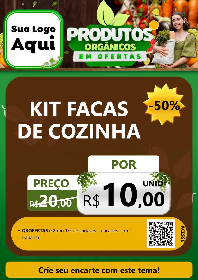 Modelo de Cartaz para Cartaz A4 Vertical com o tema Produtos Orgânicos em Ofertas para Utilidades Domésticas