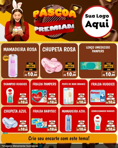 Modelo de Rede Social para Feed Instagram com o tema Páscoa Premiada para Bebês