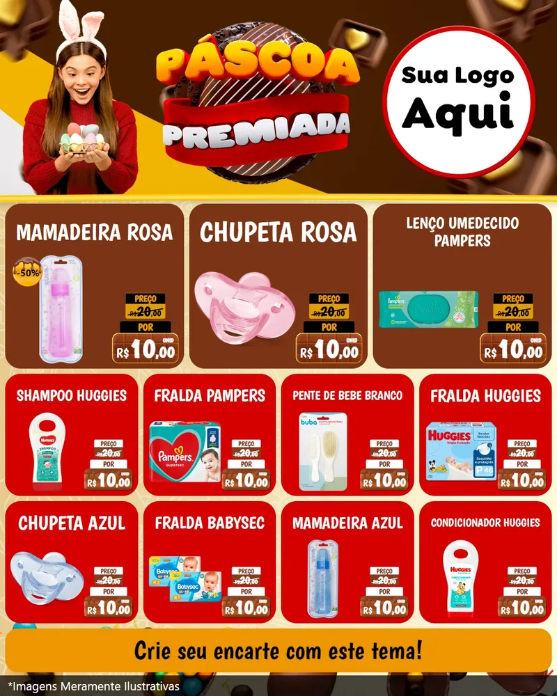 Modelo de Rede Social para Feed Instagram com o tema Páscoa Premiada para Bebês