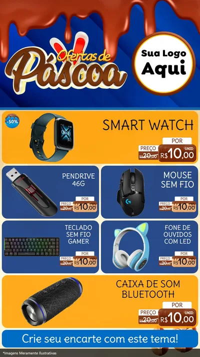 Modelo de TV para TV Vertical com o tema Ofertas de Páscoa para Informática