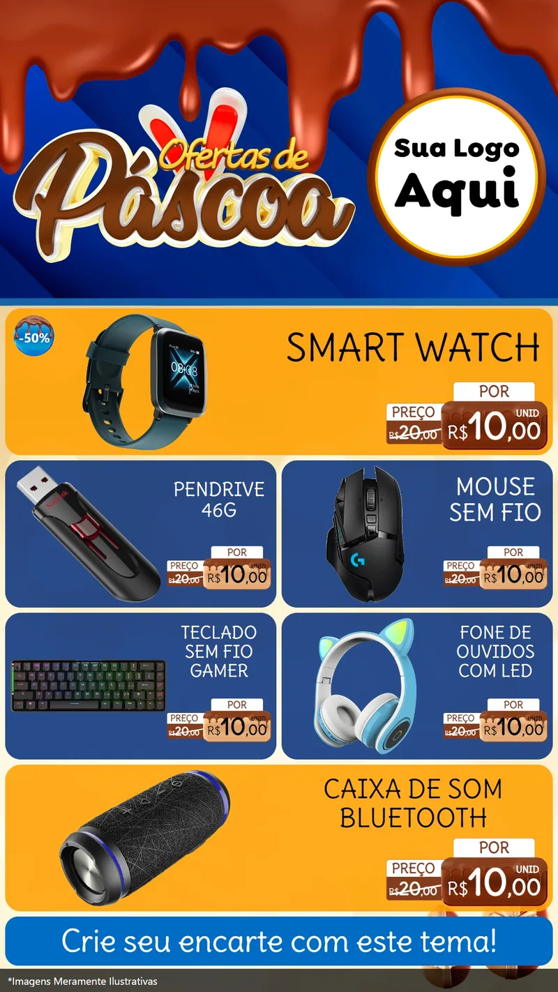 Modelo de TV para TV Vertical com o tema Ofertas de Páscoa para Informática