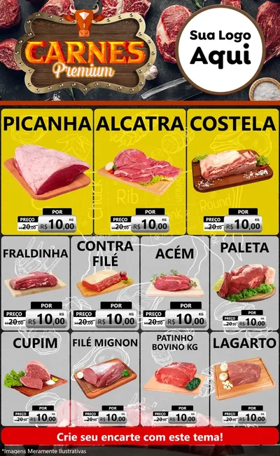 Modelo de Encarte para Encarte Grande com o tema Carnes Premium para Açougue
