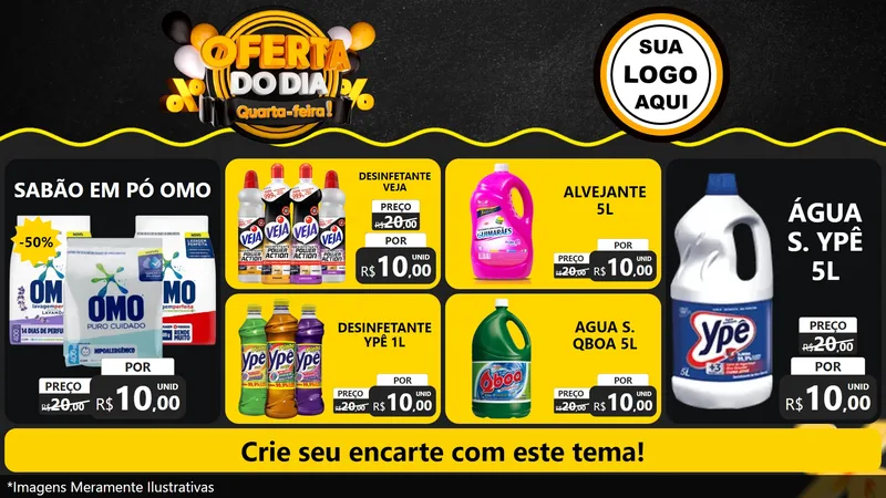 Modelo de TV para TV Horizontal com o tema Oferta do Dia - Quarta Feira! para Produtos de Limpeza