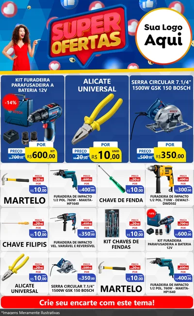 Modelo de Encarte para Encarte Grande com o tema Super Ofertas para Maquinas e Ferramentas