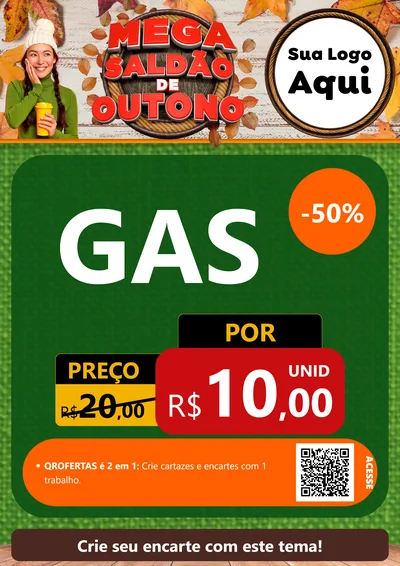 Modelo de Cartaz para Cartaz A4 Vertical com o tema Mega Saldão de Outono para Água e gás