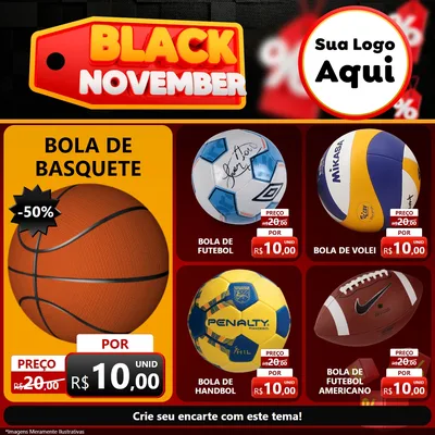 Modelo de Rede Social para Feed Facebook com o tema Black November para Artigos Esportivos