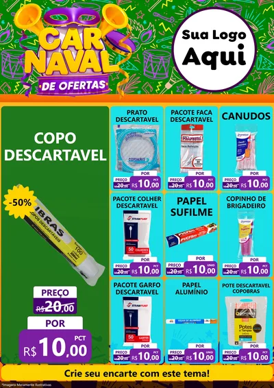 Modelo de Encarte para Encarte A4 Vertical com o tema Carnaval de Ofertas para Embalagens