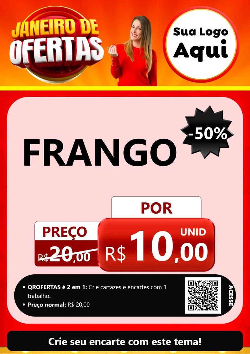 Modelo de Cartaz para Cartaz A4 Vertical com o tema Janeiro de Ofertas para Assados