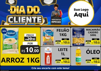 Modelo de Encarte para Encarte A4 Horizontal com o tema Dia Do Cliente para Supermercado