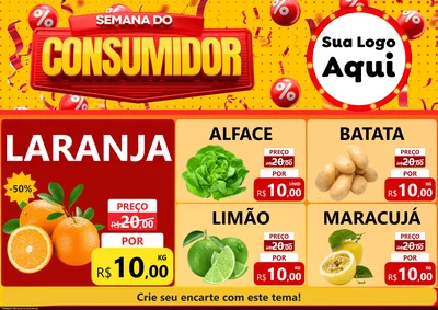 Modelo de Encarte para Encarte A4 Horizontal com o tema Semana do Consumidor para Hortifrúti