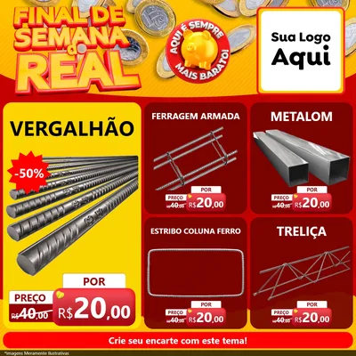 Modelo de Rede Social para Feed Facebook com o tema Final de Semana do Real para Ferragens