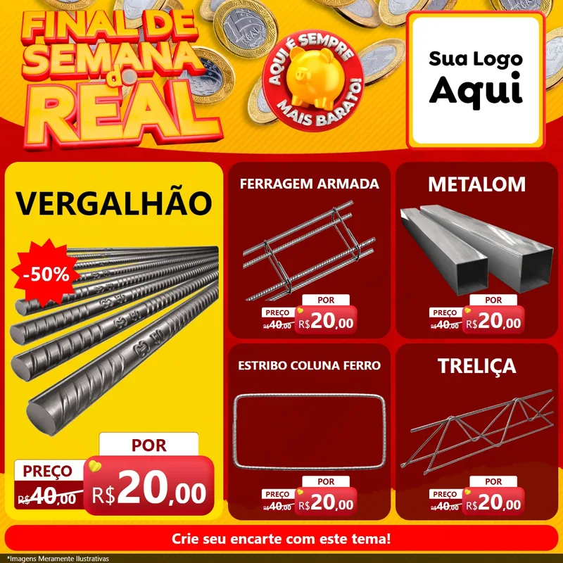 Modelo de Rede Social para Feed Facebook com o tema Final de Semana do Real para Ferragens